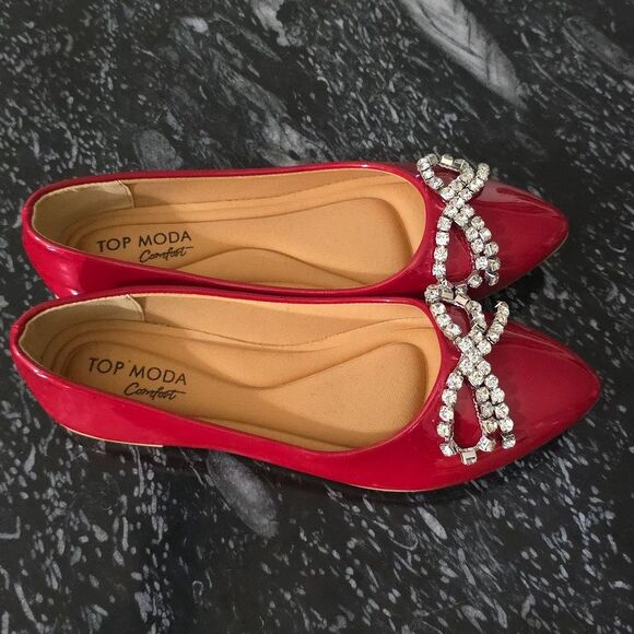 BRAND NEW TOP MODA COMFORT  with  RHINESTONE BOW WOMEN  FLAT R3 - Picture 4 of 15